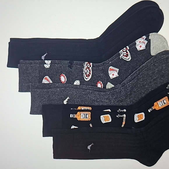 New Men's Quality Tommy Bahama 5 Pack Casino Themed Party Socks Black One Size - Picture 4 of 6